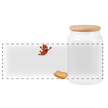 Hot-dog saute dans le pain – Hot-dog pour le 4 juillet - Boîte à biscuits avec couvercle en bois - blanc - Devant