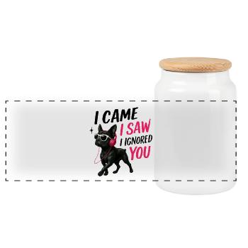 I Came I Saw I Ignored You Funny Dog Merch No 2 - Panoramic Cookie Jar with Wooden Lid - white - Front
