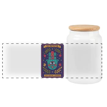 Spiritualité Géométrie sacrée Le Protecteur - Boîte à biscuits avec couvercle en bois - blanc - Devant