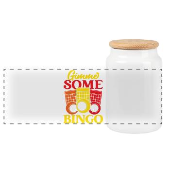Partie de bingo Donnez-moi un peu de bingo - Boîte à biscuits avec couvercle en bois - blanc - Devant