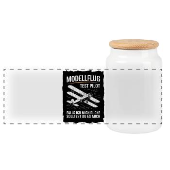  Modellflug Test Pilot Falls Ich Mich Ducke - Panorama Keksdose mit Holzdeckel - Weiß - Vorne