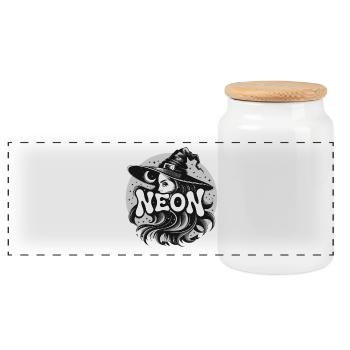 Mystic Witch With Moon And Stars Magical - Panoramic Cookie Jar with Wooden Lid - white - Front