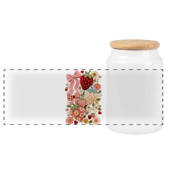 Fraises fraises - Boîte à biscuits avec couvercle en bois - blanc - Devant
