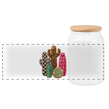 Cactus Garden Cactus - Panoramic Cookie Jar with Wooden Lid - white - Front