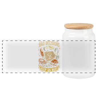 Rescue Team Bad Decisions Keep Us Busy - Panoramic Cookie Jar with Wooden Lid - white - Front