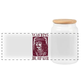 Portrait du Empaleur de Vlad Tepes - Boîte à biscuits avec couvercle en bois - blanc - Devant