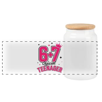 13. Geburtstags-Shirt Lustiges Meme 67. Geburtstag 13 - Panorama Keksdose mit Holzdeckel - Weiß - Vorne