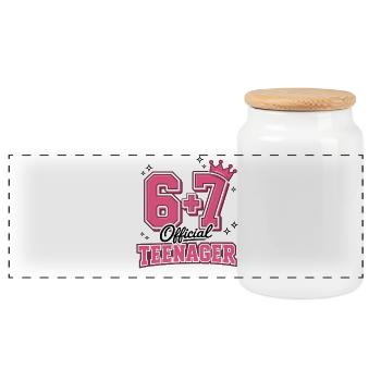 13. Geburtstags-Shirt Lustiges Meme 67. Geburtstag 13 - Panorama Keksdose mit Holzdeckel - Weiß - Vorne