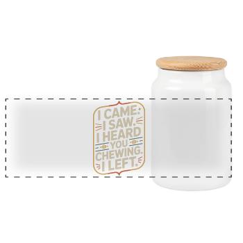Bruits de mastication bruits de mastication bruits de claquement mastication mâchonnement - Boîte à biscuits avec couvercle en bois - blanc - Devant