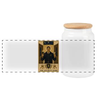 Agent de sécurité | Tarot de sécurité - Boîte à biscuits avec couvercle en bois - blanc - Devant