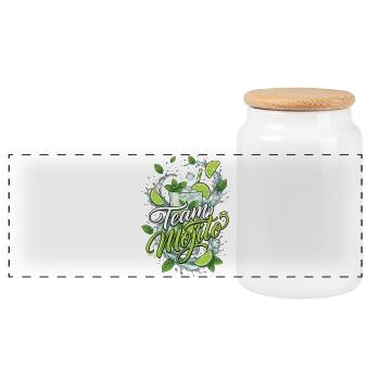 Barman de cocktails Mojito pour enterrement de vie de garçon - Boîte à biscuits avec couvercle en bois - blanc - Devant