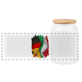 Fiers du drapeau allemand et italien - Boîte à biscuits avec couvercle en bois - blanc - Devant