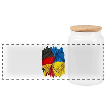 Stolz auf die Deutschland und Ukraine Flagge - Panorama Keksdose mit Holzdeckel - Weiß - Vorne