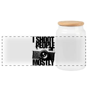 Je photographie surtout des gens, l’humour de l’appareil photo de photographe - Boîte à biscuits avec couvercle en bois - blanc - Devant