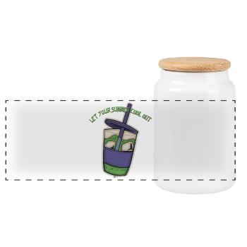 Autocollant de boisson fraîche d’été - Boîte à biscuits avec couvercle en bois - blanc - Devant