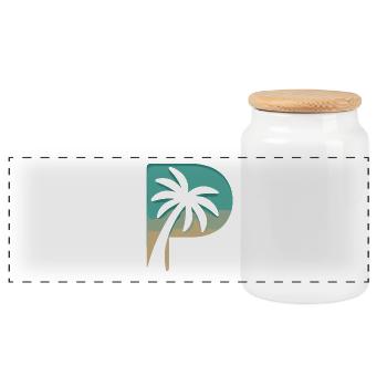 Sommerliches Palmenparadies Strandfeeling - Panorama Keksdose mit Holzdeckel - Weiß - Vorne