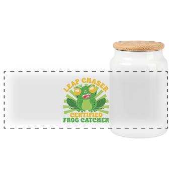 Frog Catcher Leap Chaser certifié Frog Catcher - Boîte à biscuits avec couvercle en bois - blanc - Devant
