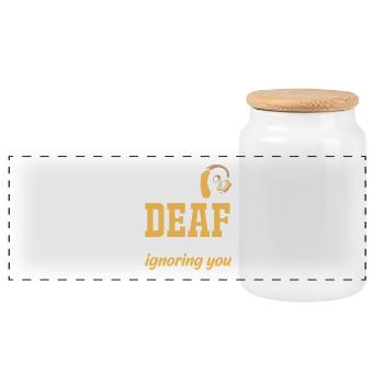 Taub Taubheit Deaf Gebärdensprache - Panorama Keksdose mit Holzdeckel - Weiß - Vorne