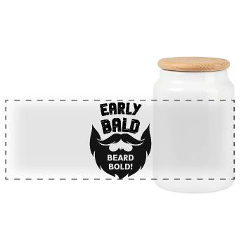 Chauve et barbu - Boîte à biscuits avec couvercle en bois - blanc - Devant