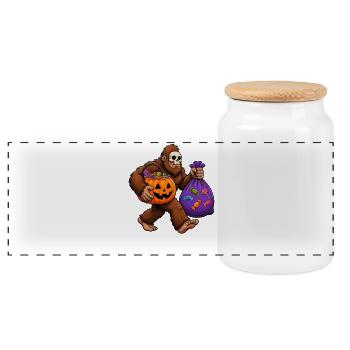 Halloween Bigfoot Lustiges Süßes oder Saures Bigfo - Panorama Keksdose mit Holzdeckel - Weiß - Vorne
