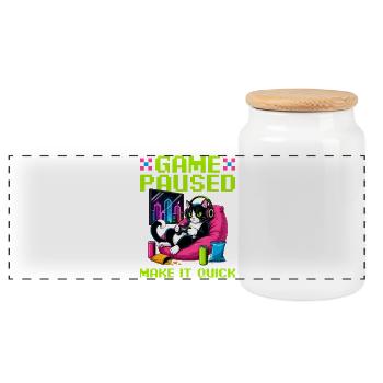 Gamer Gaming Cat Video Game - Panorama Keksdose mit Holzdeckel - Weiß - Vorne