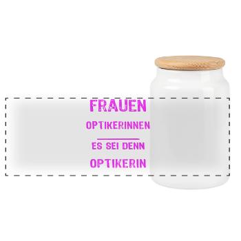 Optikerin Sprüche - Panorama Keksdose mit Holzdeckel - Weiß - Vorne
