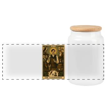 Präparator | Taxidermie Tarot - Panorama Keksdose mit Holzdeckel - Weiß - Vorne