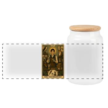 Präparatorin | Taxidermie Tarot - Panorama Keksdose mit Holzdeckel - Weiß - Vorne