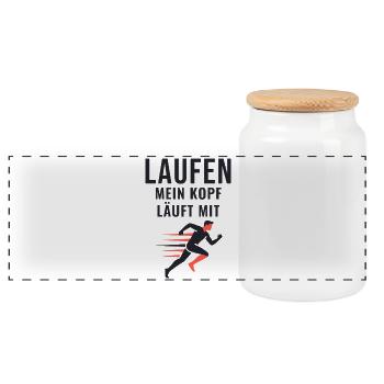 Laufen Mein Kopf Läuft Mit Läufer Geschenk - Panorama Keksdose mit Holzdeckel - Weiß - Vorne