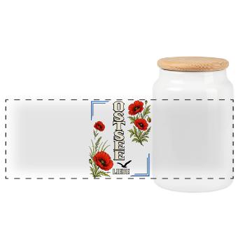 Ostsee Liebe mit Mohnblumen – Küstenmotiv - Panorama Keksdose mit Holzdeckel - Weiß - Vorne