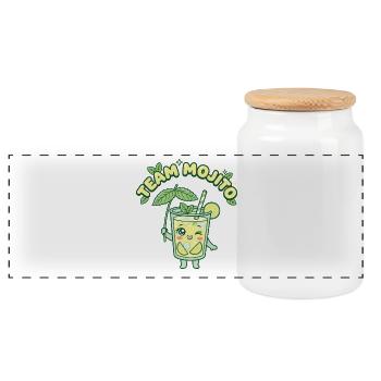 JGA Mojito Cocktail Barkeeper - Panorama Keksdose mit Holzdeckel - Weiß - Vorne