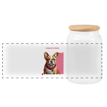 Petite Cheffe Frenchie Power - Panorama Keksdose mit Holzdeckel - Weiß - Vorne