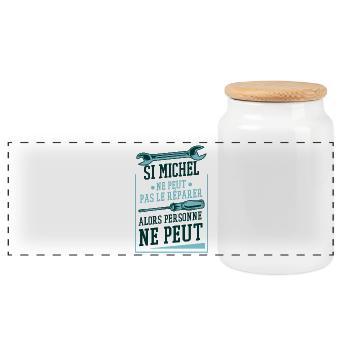 Michel Cadeau humour personnalisé - Boîte à biscuits avec couvercle en bois - blanc - Devant