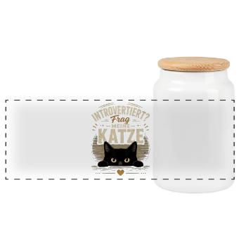 Introvertiert? Frag meine Katze Vintage - Panorama Keksdose mit Holzdeckel - Weiß - Vorne