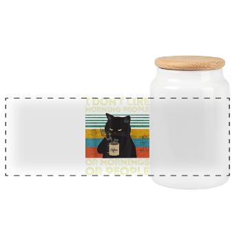Vintage Cat Morning People Retro - Panorama Keksdose mit Holzdeckel - Weiß - Vorne
