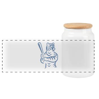 Minimalistische Tiger Baseballspieler Silhouette - Panorama Keksdose mit Holzdeckel - Weiß - Vorne