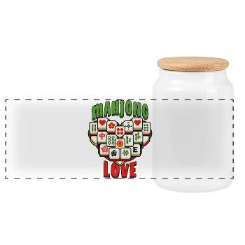 Mahjong Game Social Club Love Mahjong - Panoramic Cookie Jar with Wooden Lid - white - Front