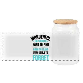 Coworker Farewell Gift - Panoramic Cookie Jar with Wooden Lid - white - Front