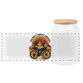 Dolomiti Gravel Grinder Retro-Motorrad - Panorama Keksdose mit Holzdeckel - Weiß - Vorne