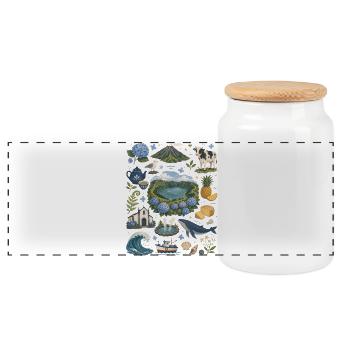 Azores | Volcanic Islands, Whales & Nature - Panoramic Cookie Jar with Wooden Lid - white - Front