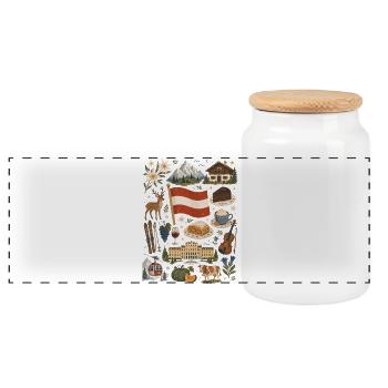 Austria | Alps, enjoyment & sense of home - Panoramic Cookie Jar with Wooden Lid - white - Front