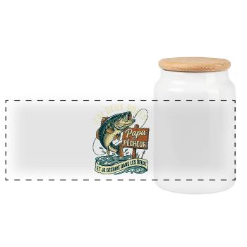 Papa Et Pêcheur J'ai Deux Rôles Fête Des Pères - Boîte à biscuits avec couvercle en bois - blanc - Devant