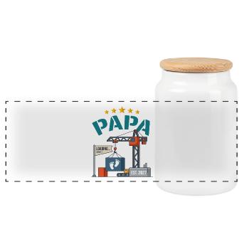 Future Daddy 2027 Beladen Baby-Bau - Panorama Keksdose mit Holzdeckel - Weiß - Vorne