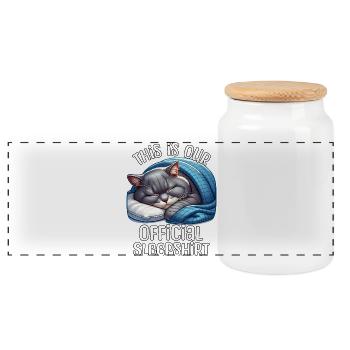 Britisch Kurzhaar Katze Schlafshirt - Panorama Keksdose mit Holzdeckel - Weiß - Vorne