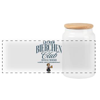 Lecker Bierchen Club - Panorama Keksdose mit Holzdeckel - Weiß - Vorne