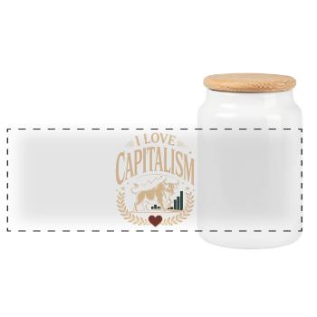 I Love Capitalism Unternehmer Aktien Kapitalismus - Panorama Keksdose mit Holzdeckel - Weiß - Vorne