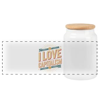 I Love Capitalism Unternehmer Aktien Kapitalismus - Panorama Keksdose mit Holzdeckel - Weiß - Vorne