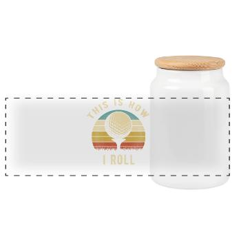Golf Retro So rolle ich lustiges Golfer-Geschenk - Panorama Keksdose mit Holzdeckel - Weiß - Vorne