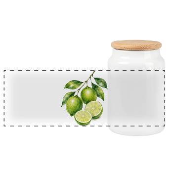 Limetten Aquarell Frische - Panorama Keksdose mit Holzdeckel - Weiß - Vorne