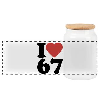 J’aime six sept | Duo numéros 6 et 7 - Boîte à biscuits avec couvercle en bois - blanc - Devant
